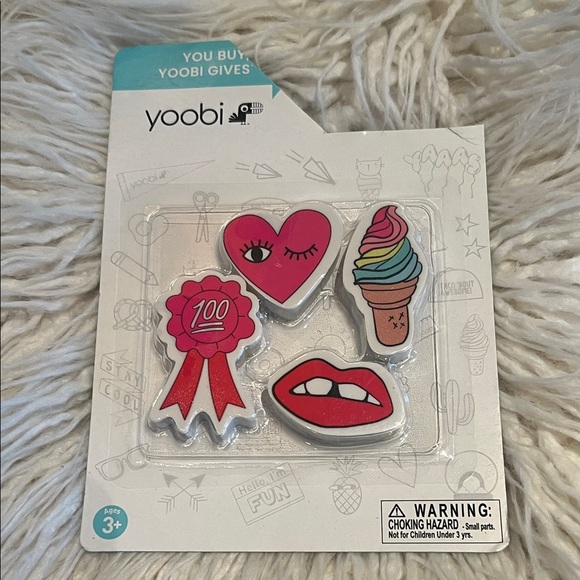 Yoobi Other - ❤️🍦💋Yoobi Heart, Lips, Award and Ice Cream Kids Eraser Set